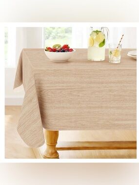 Wood Grain VINYL Tablecloth Indoor/Outdoor Waterproof Rectangular (60x84”) BEIGE